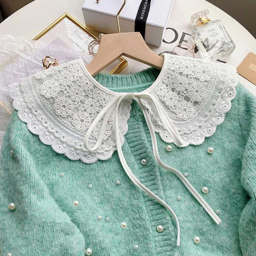 ショッピングゴー shoppinggo つけ襟 レディース ホワイト レース アイレット刺繍 シャツ shirt 付け衿 フェミニン ガーリー レイヤード オールシーズン 重ね着