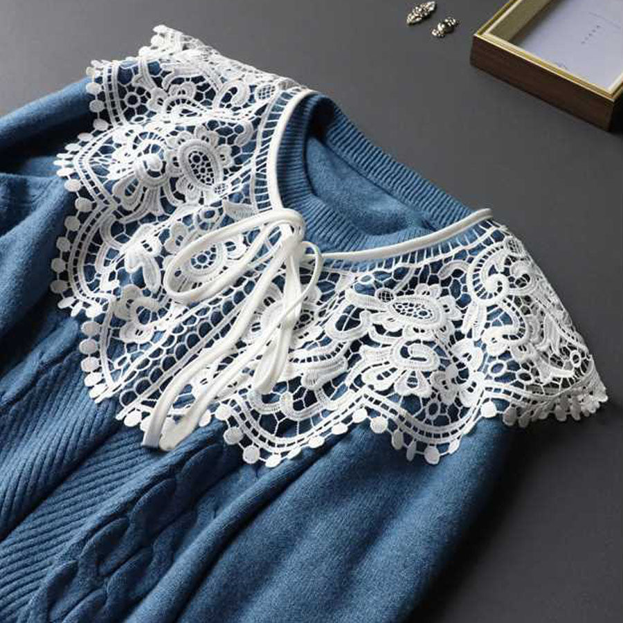 ショッピングゴー shoppinggo つけ襟 レディース ホワイト レース アイレット刺繍 シャツ shirt 付け衿 フェミニン ガーリー レイヤード オールシーズン 重ね着,A01