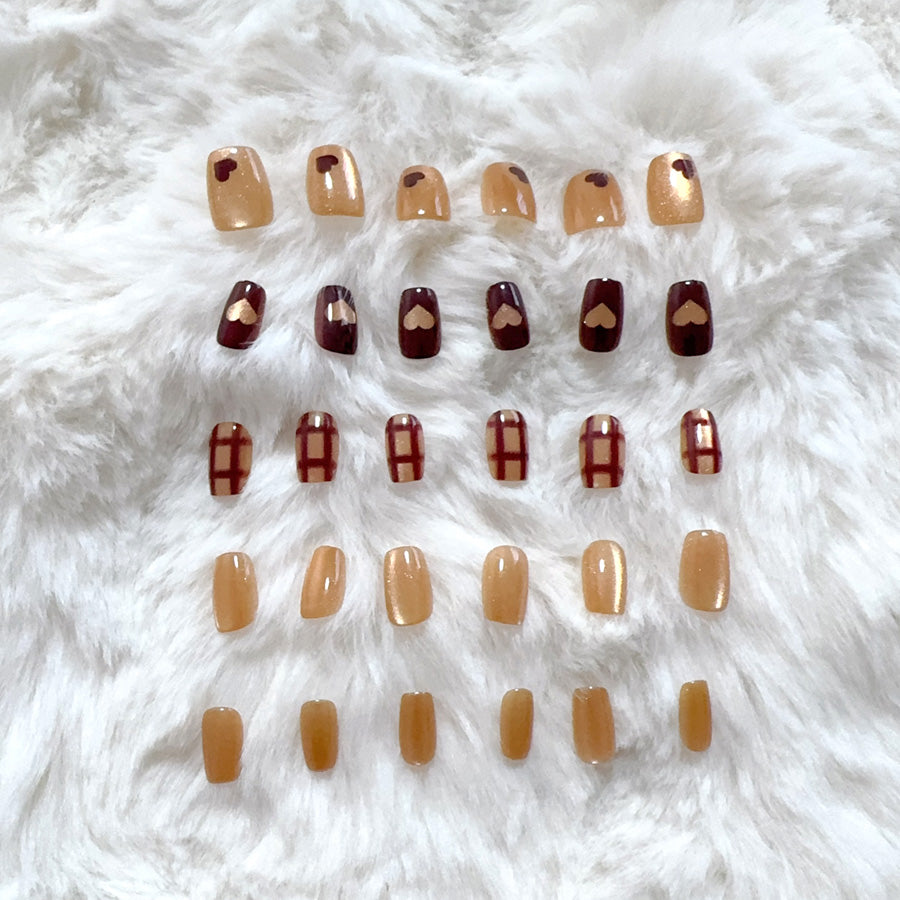 ショッピングゴー shoppinggo ネイルチップ ショート きらきら ハート ワインレッド ゴールド つけ爪 ネイルアート アートチップ デコチップ オーバル ウエディン 【返品不可商品】