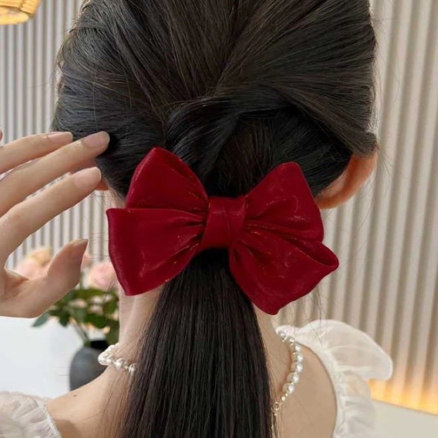 Shopping Go Big Ribbon Barrette Small Hair Clip Hair Accessory Double Simple Girly Elegant Hairpin Cute Party Adult