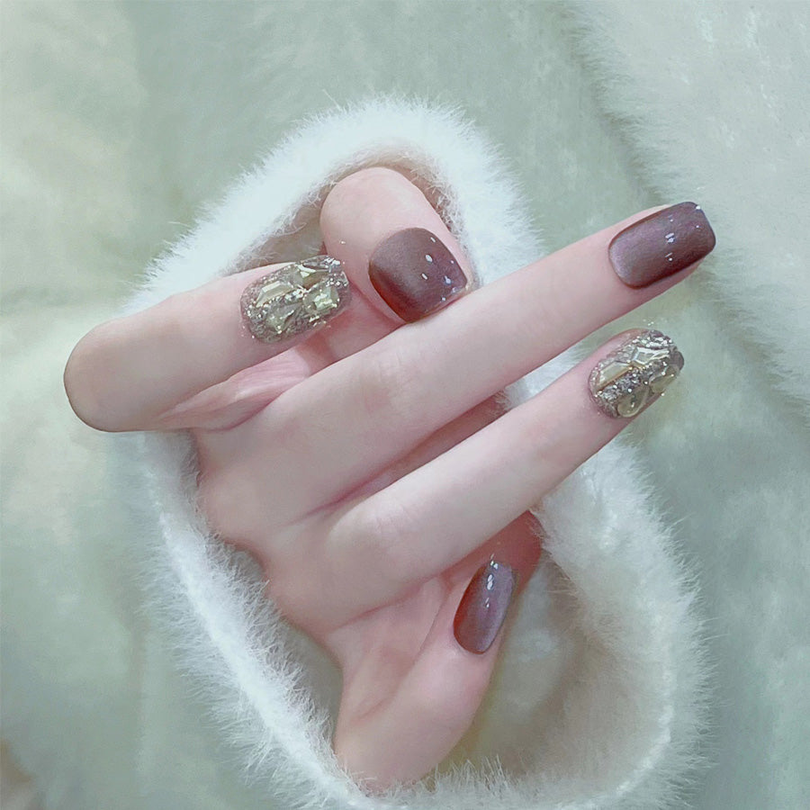 ショッピングゴー shoppinggo 指甲貼片 短款 簡約 婚禮 心形 假指甲 美甲藝術 閃亮 藝術貼片 裝飾貼片 橢圓 Wedding 【不接受退貨商品】