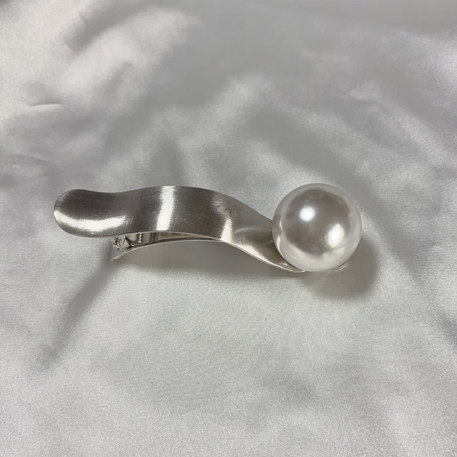 ショッピングゴー shoppinggo ヘアクリップ 大きめ 大粒パール バレッタ まとめ髪 髪飾り 髪留め ヘアアレンジ オルチャン 上品 パーティー飾り (ゴールド) ゴールド