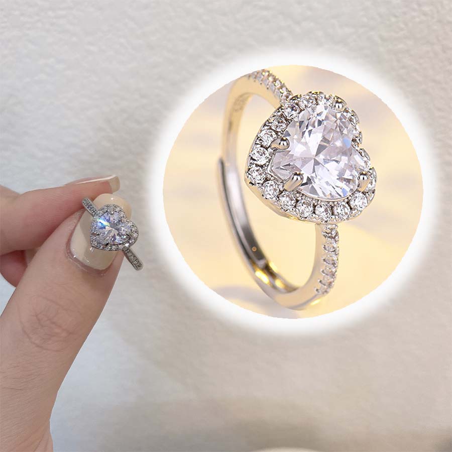 ショッピングゴー shoppinggo ハート指輪 オープン リング フリーサイズ シンプル シルバー 入学式 卒業式 フォーマル カジュアル 結婚式 パーティ (シルバー) シルバー