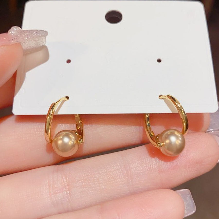 ショッピングゴー shoppinggo ピアス リングピアス レディース 人気アクセサリー上品 ゴールド ピアスパール 大ぶり 輝く 小顔効果 (ゴールド) ゴールド