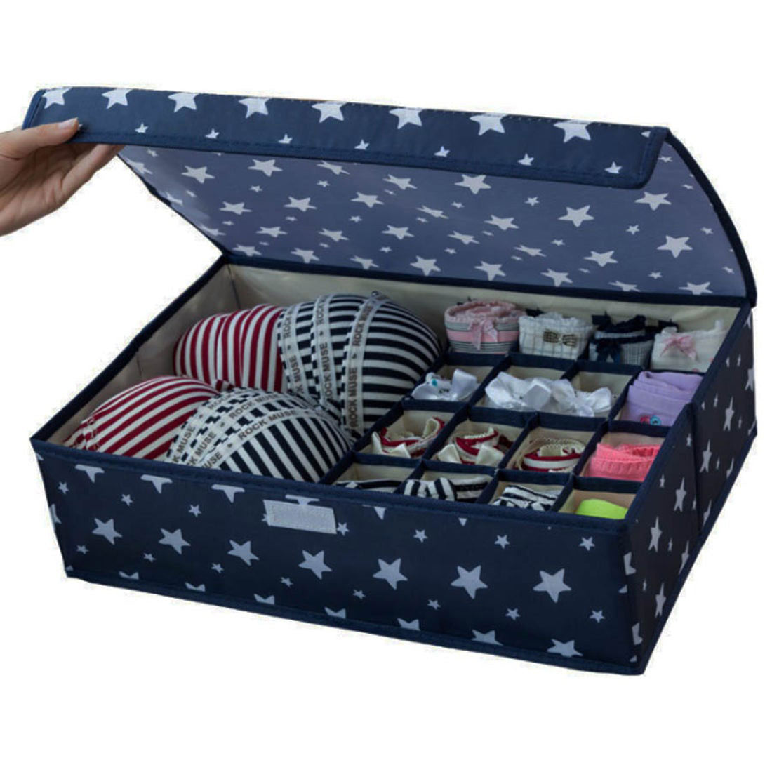 ショッピングゴー shoppinggo 下着収納17マス 星 仕切り 収納ケース 靴下ケース 仕切り収納 収納ケース 折りたたみ 衣類収納 靴下