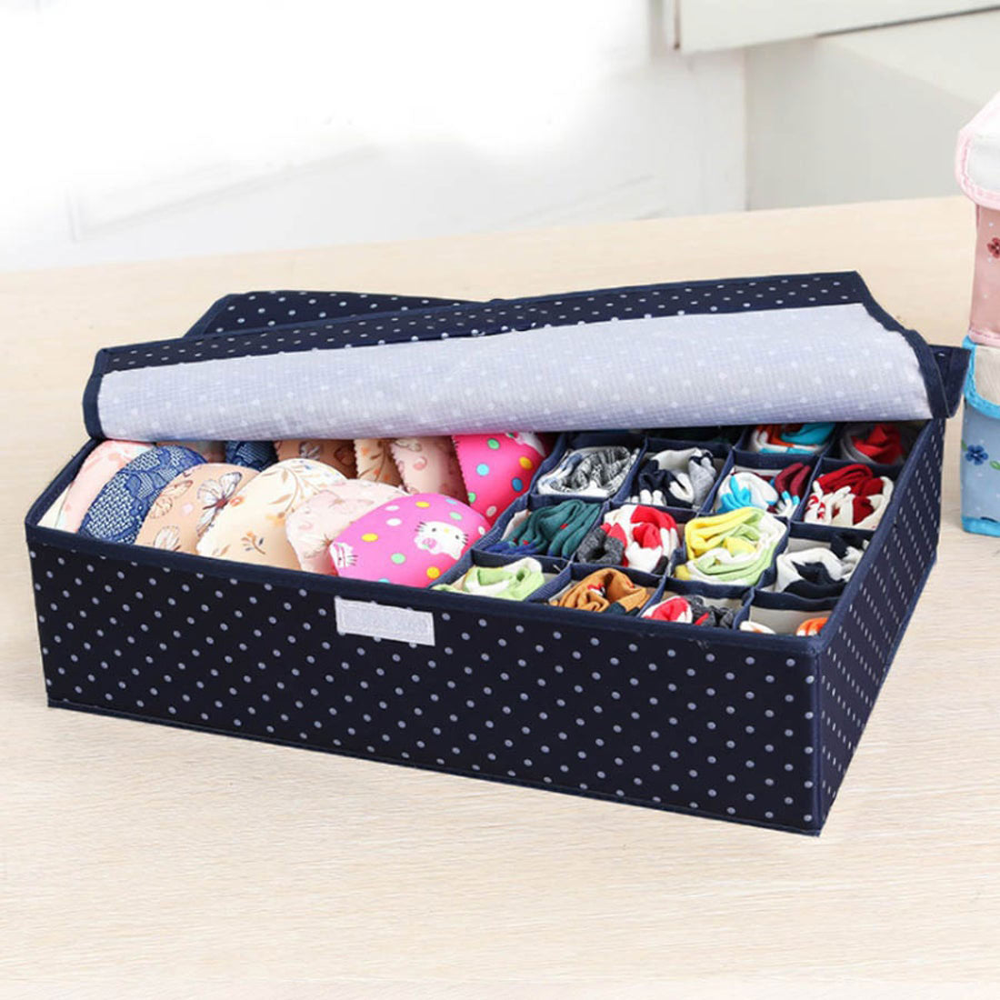 ショッピングゴー shoppinggo 下着収納17マス 星 仕切り 収納ケース 靴下ケース 仕切り収納 収納ケース 折りたたみ 衣類収納 靴下