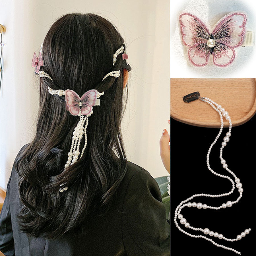 ショッピングゴー shoppinggo パール 蝶々クリップ 2WAY ヘアアクセサリー ヘアアレンジ 髪飾り ウェディング 結婚式 二次会