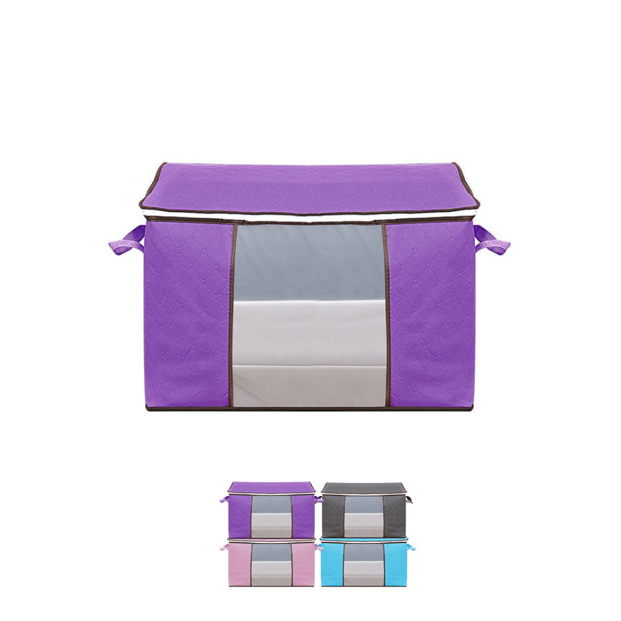 ショッピングゴー shoppinggo 衣類・布団収納袋 布団収納ケース 衣類 収納ケース 衣類収納袋 おしゃれ 横置き コンパクト シングル 掛け布団 掛布団 ふとん しゅうのう (パープル) パープル