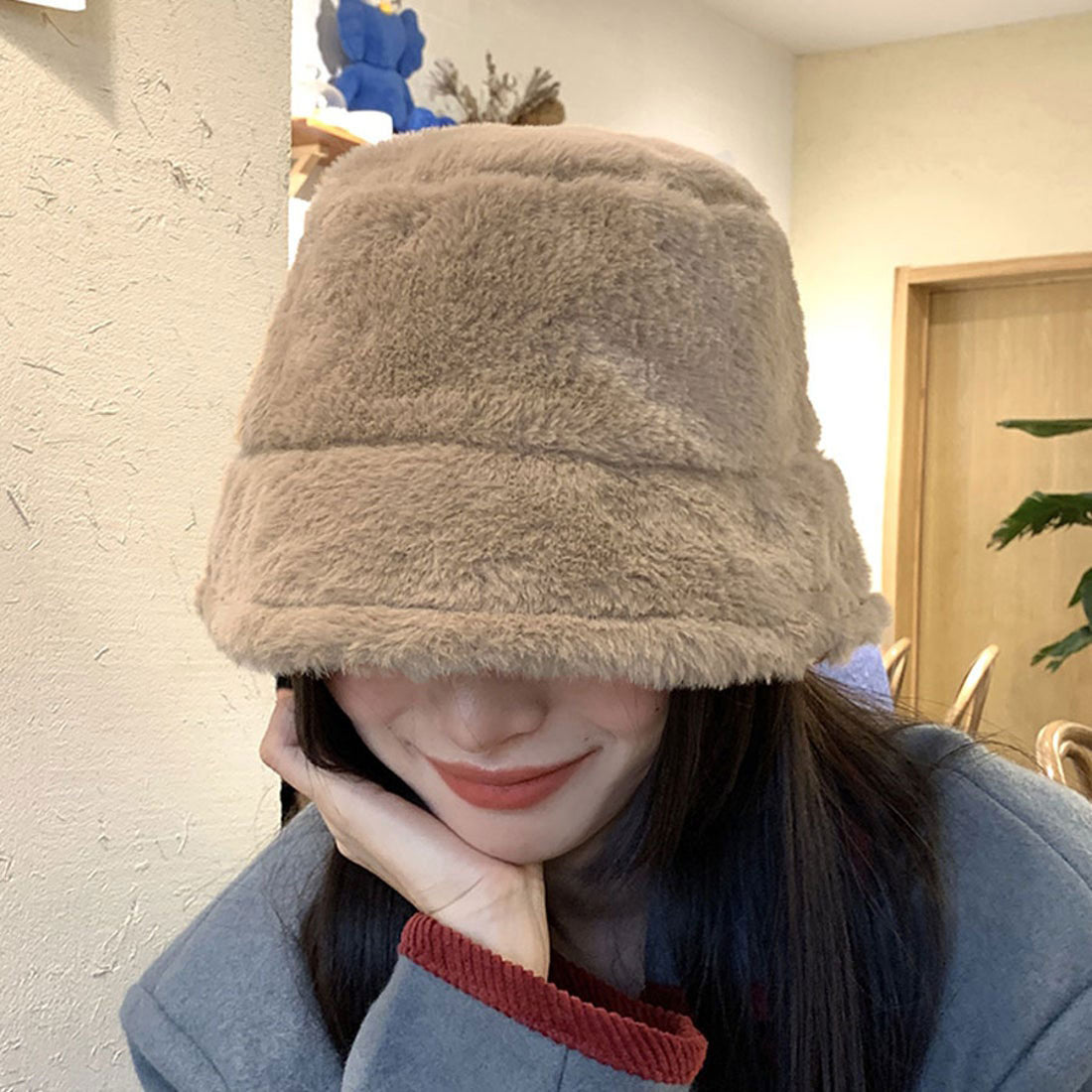 ショッピングゴー shoppinggo バケットハット ファー 帽子 レディース おしゃれ 秋冬 ふわふわ ボア 小顔効果 肌触り良い ハット 暖かい 厚手 防寒