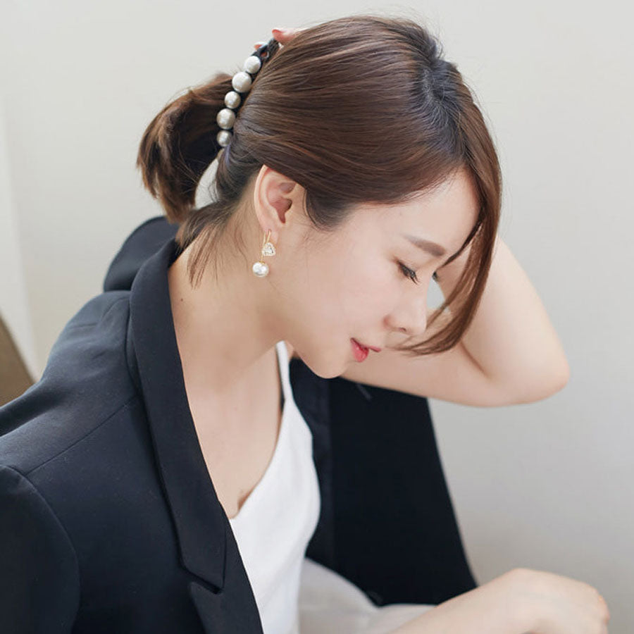 ショッピングゴー shoppinggo バナナクリップ ヘアクリップ 大きめ パール ヘアアクセサリー 髪留め 結婚式 パーティ シンプル 大人かわいい