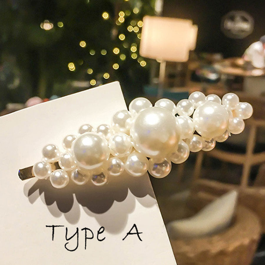 ショッピングゴー shoppinggo ヘアピン ヘアクリップ パールビーズヘアピン パッチンどめ かわいい ヘアアクセサリー (ホワイト*A) ホワイト*A