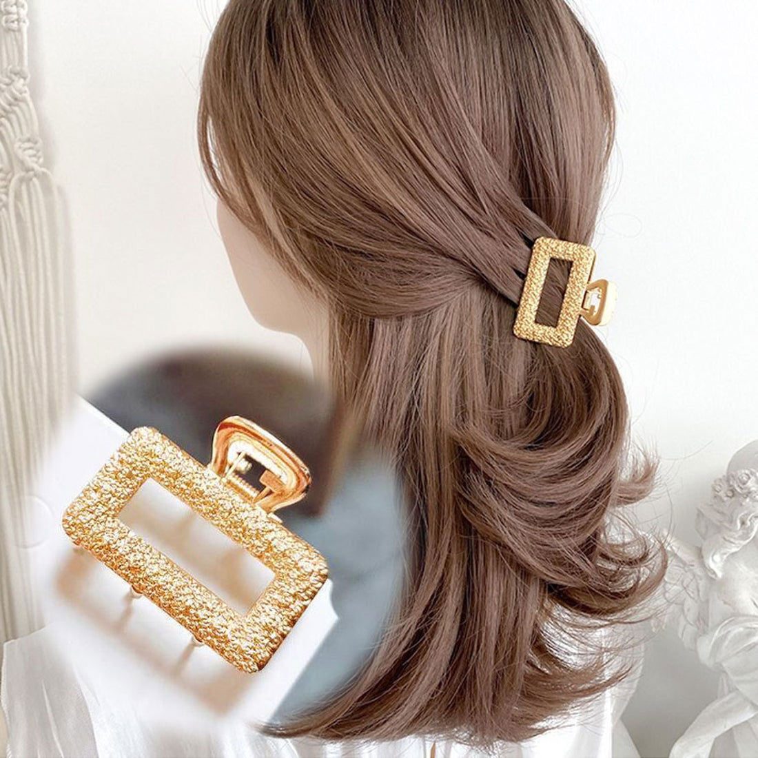 ショッピングゴー shoppinggo ヘアクリップ バンスクリップ シンプル レディース ヘアアクセサリー 髪飾り ミニサイズ 髪留め (四角) 四角