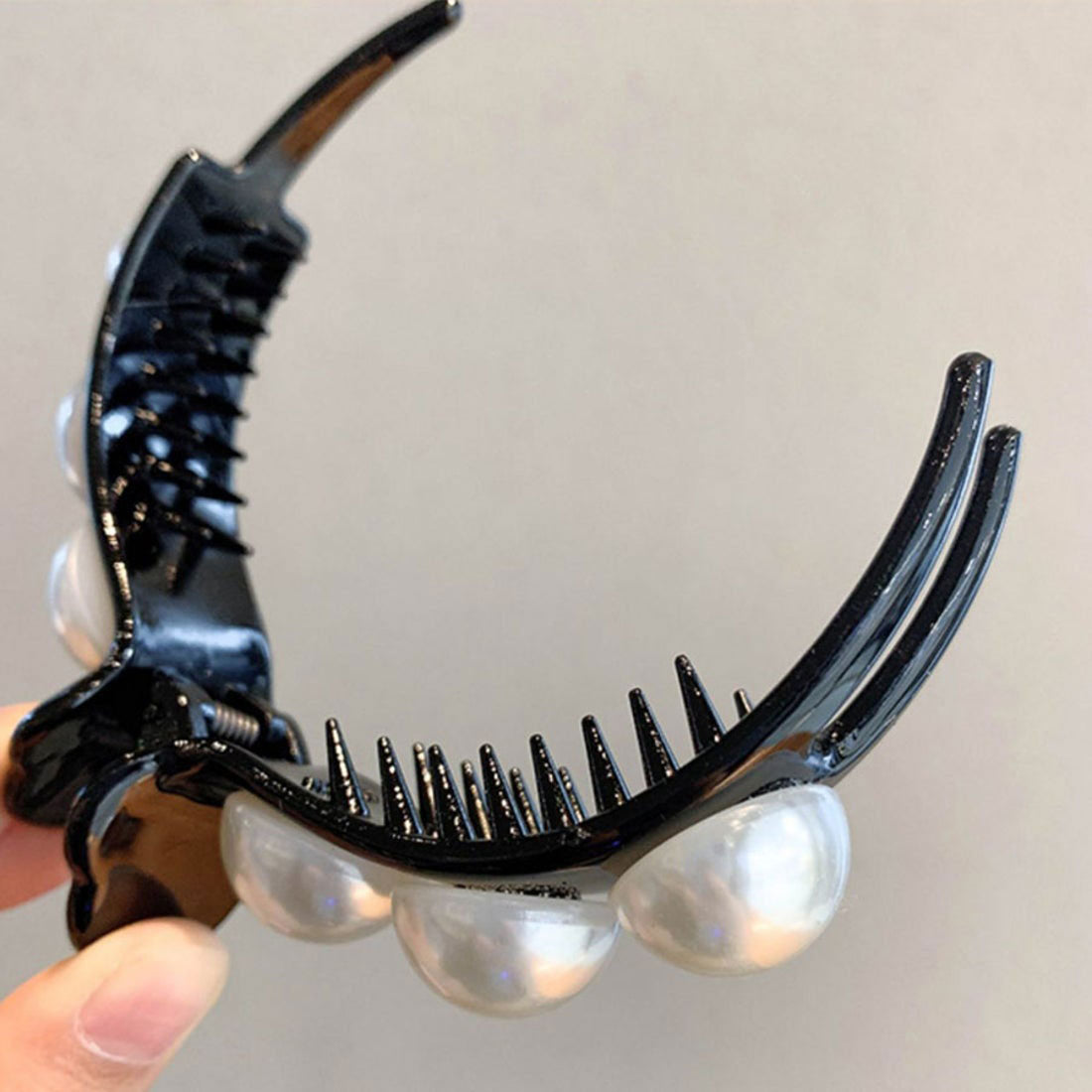 ショッピングゴー shoppinggo バンスクリップ ポニーテールクリップまとめ髪 髪飾り 髪留め ヘアアレンジ アクセント (ブラック) ブラック