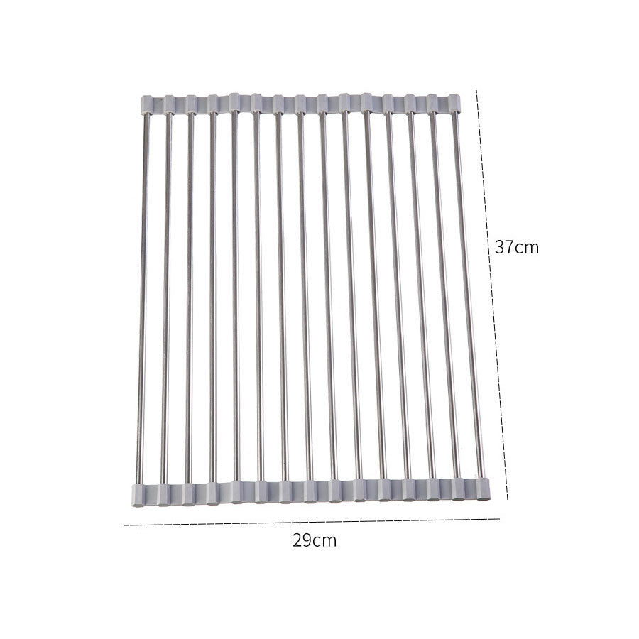 ショッピングゴー shoppinggo 水切りラック シンク上 スリム 折りたたみ 大容量 コンパクト 食器 台所用品 みずきりかご キッチン 流し台 シンク内 (グレー) グレー