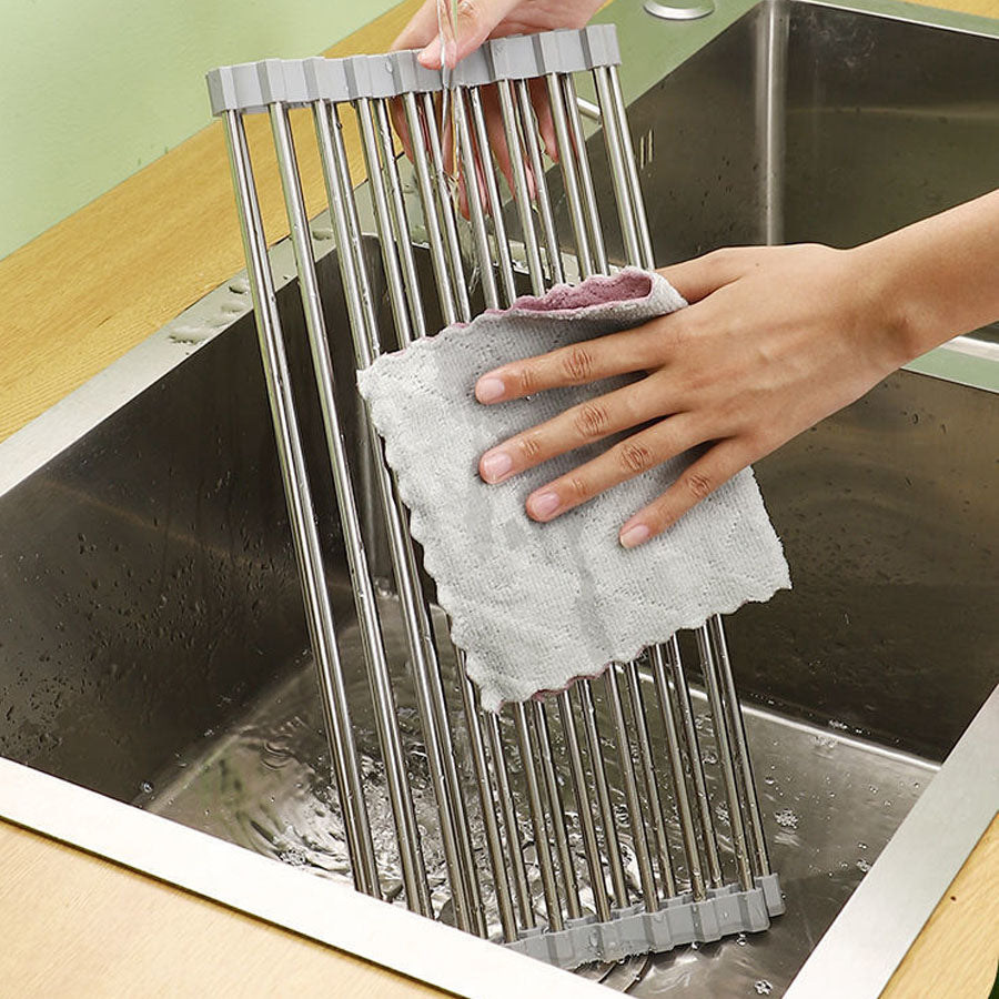 ショッピングゴー shoppinggo 水切りラック シンク上 スリム 折りたたみ 大容量 コンパクト 食器 台所用品 みずきりかご キッチン 流し台 シンク内 (グレー) グレー