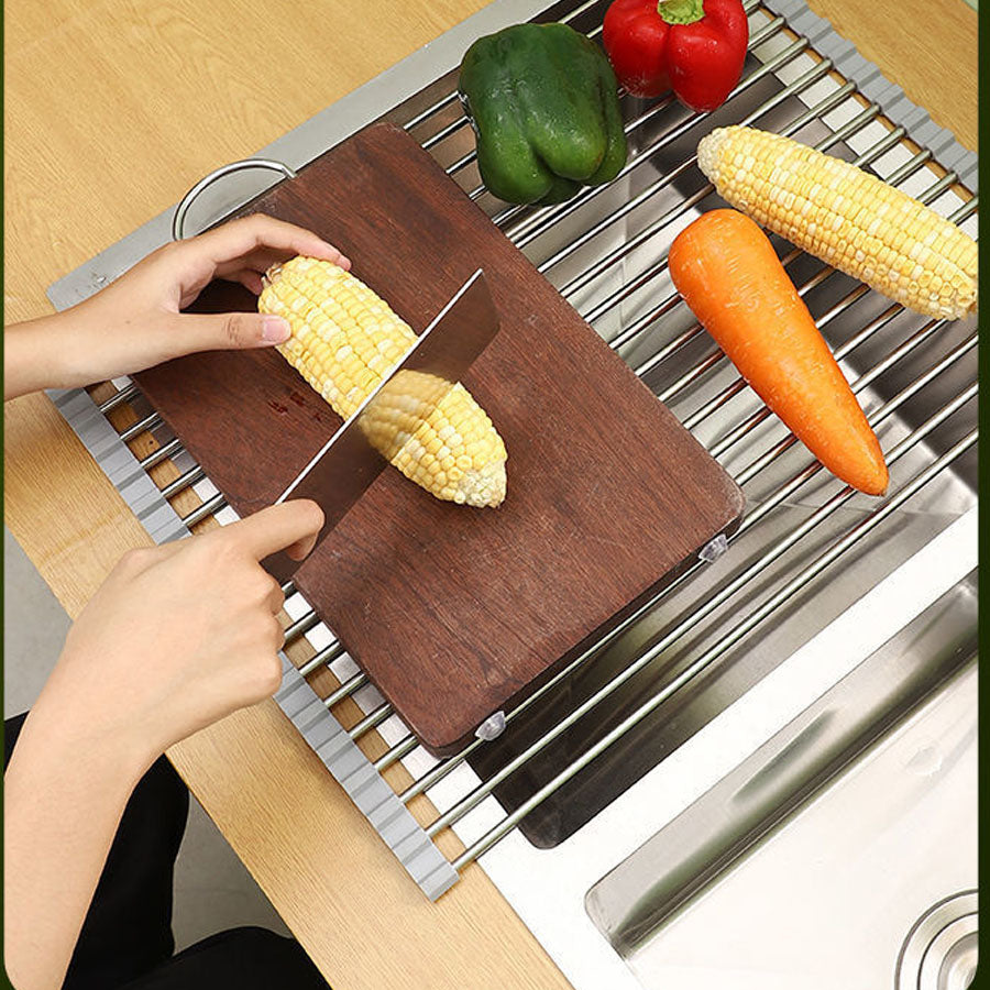 ショッピングゴー shoppinggo 水切りラック シンク上 スリム 折りたたみ 大容量 コンパクト 食器 台所用品 みずきりかご キッチン 流し台 シンク内 (グレー) グレー