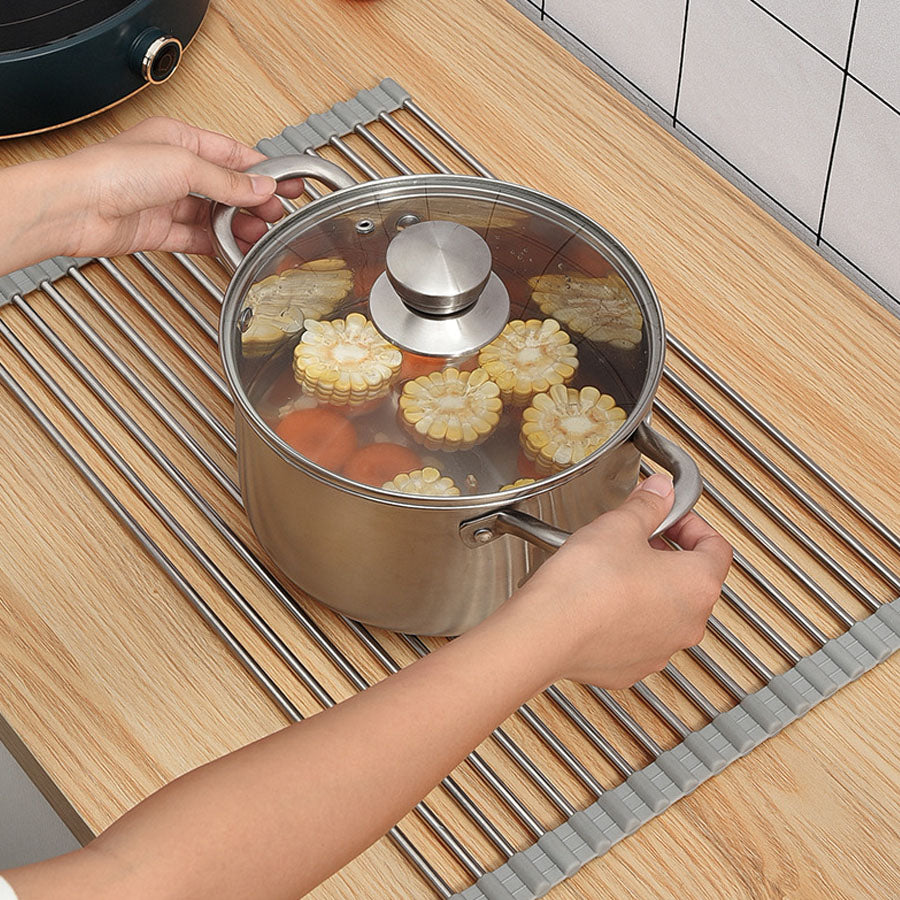 ショッピングゴー shoppinggo 水切りラック シンク上 スリム 折りたたみ 大容量 コンパクト 食器 台所用品 みずきりかご キッチン 流し台 シンク内 (グレー) グレー