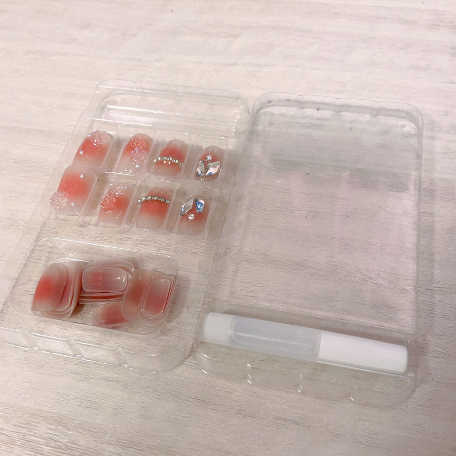 ショッピングゴー shoppinggo ネイルチップ 花 ショート シンプル ブライダル ピンク キラキラ パール つけ爪 ネイルアート アートチップ デコチップ 【返品不可商品】 (X236) X236