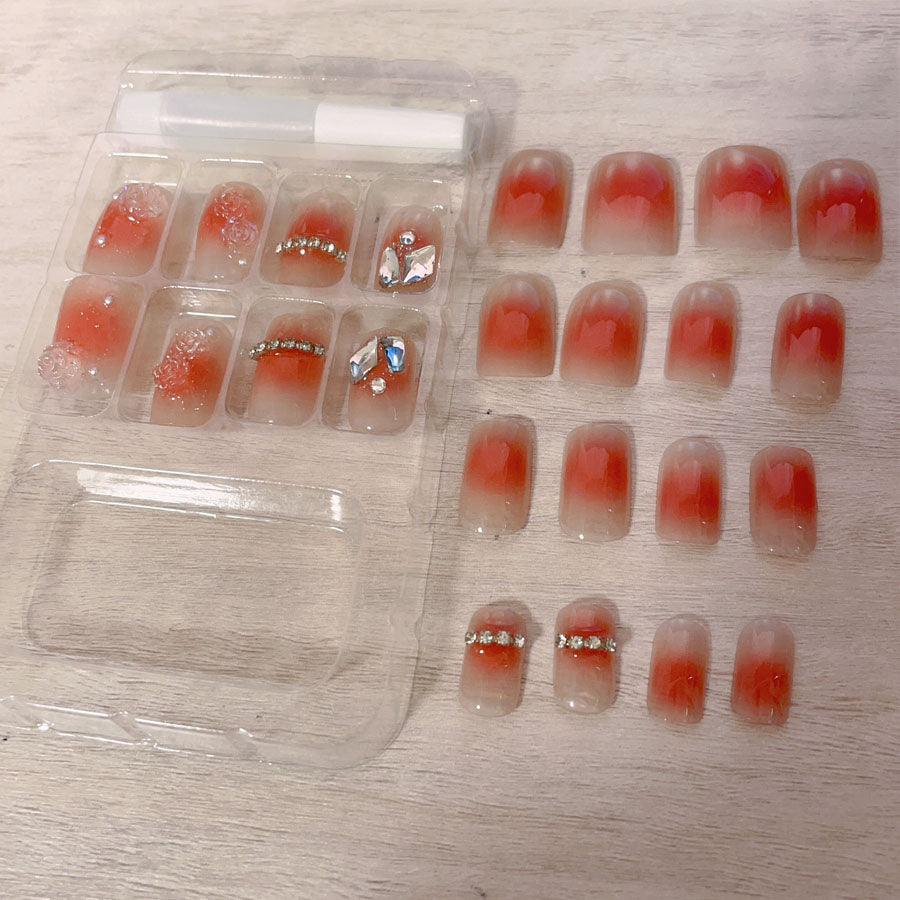 ショッピングゴー shoppinggo ネイルチップ 花 ショート シンプル ブライダル ピンク キラキラ パール つけ爪 ネイルアート アートチップ デコチップ 【返品不可商品】 (X236) X236