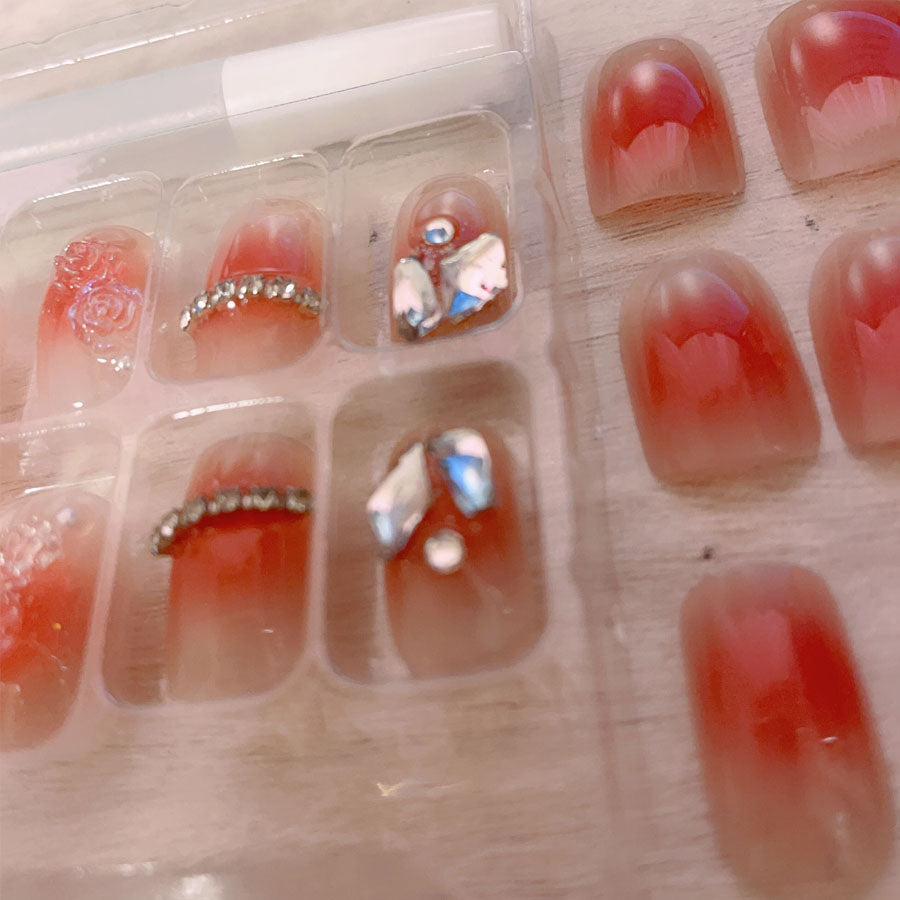 ショッピングゴー shoppinggo ネイルチップ 花 ショート シンプル ブライダル ピンク キラキラ パール つけ爪 ネイルアート アートチップ デコチップ 【返品不可商品】 (X236) X236