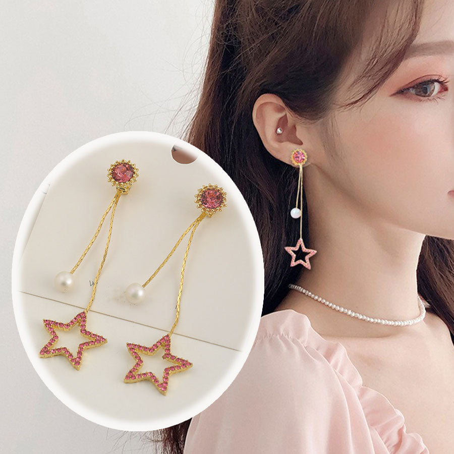 購物Go Shoppinggo珍珠耳環明星女士搖晃配飾可愛的閃光