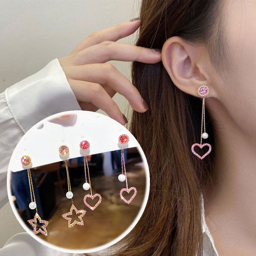 購物Go Shoppinggo珍珠耳環明星女士搖晃配飾可愛的閃光