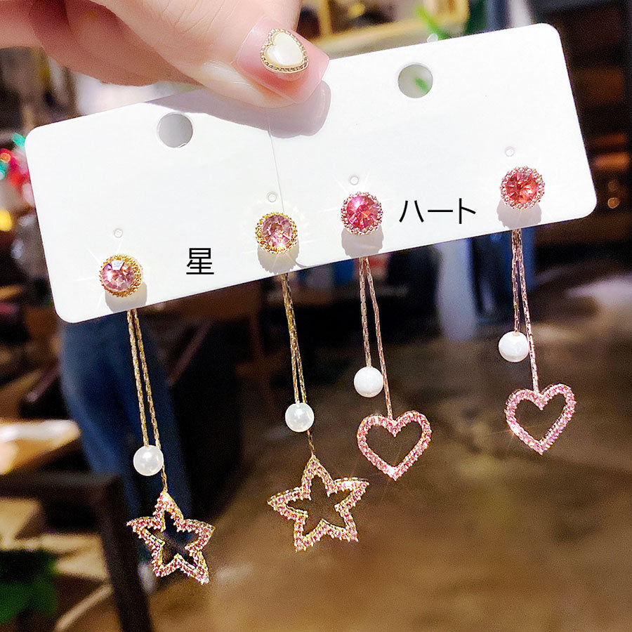 購物Go Shoppinggo珍珠耳環明星女士搖晃配飾可愛的閃光