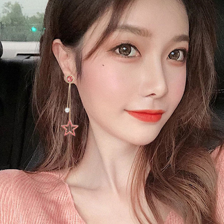 購物Go Shoppinggo珍珠耳環明星女士搖晃配飾可愛的閃光