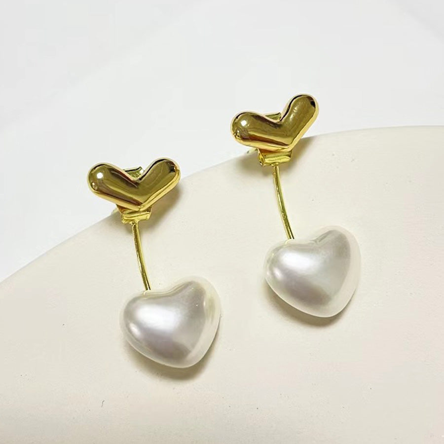 ショッピングゴー shoppinggo ピアス ハート パールピアス 可愛い モチーフピアス 大ぶり 揺れる アクセサリー プレゼント 上品