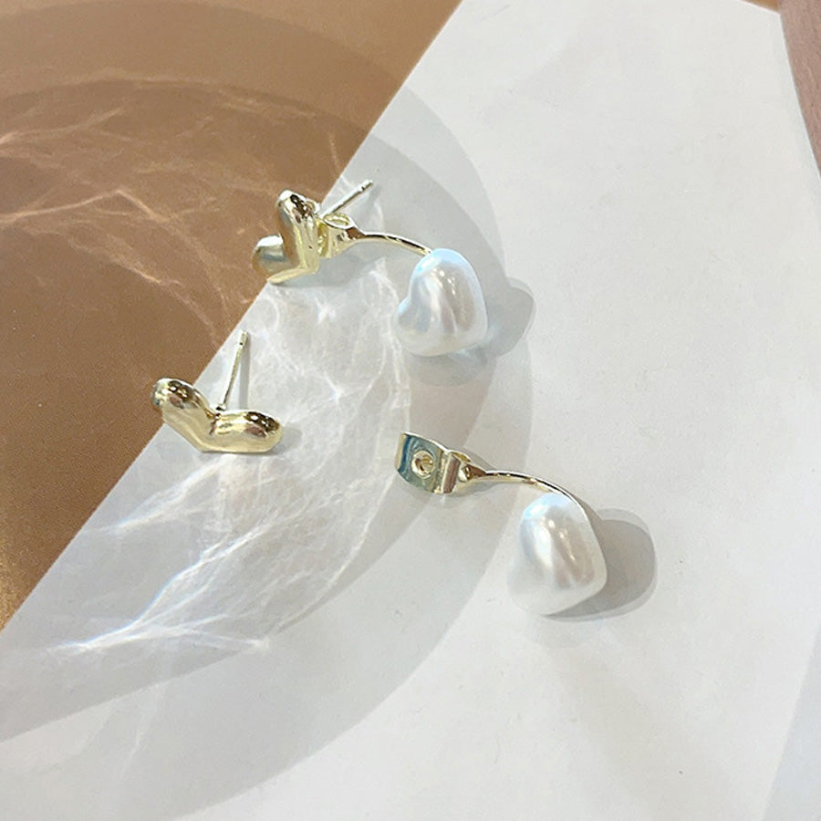 ショッピングゴー shoppinggo ピアス ハート パールピアス 可愛い モチーフピアス 大ぶり 揺れる アクセサリー プレゼント 上品