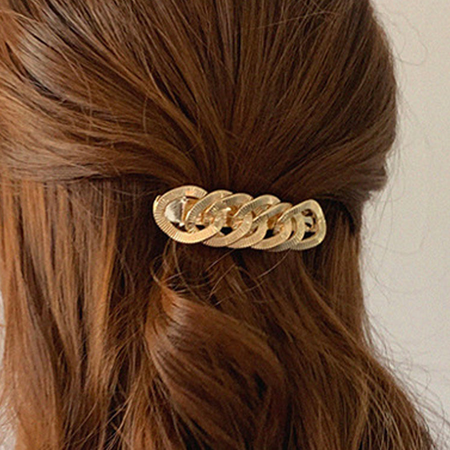 Shopping Go shoppinggo Barrette Gold Chain Hair Clip Hair Ornament Gold Hair Arrangement Hair Fastener Updo Office