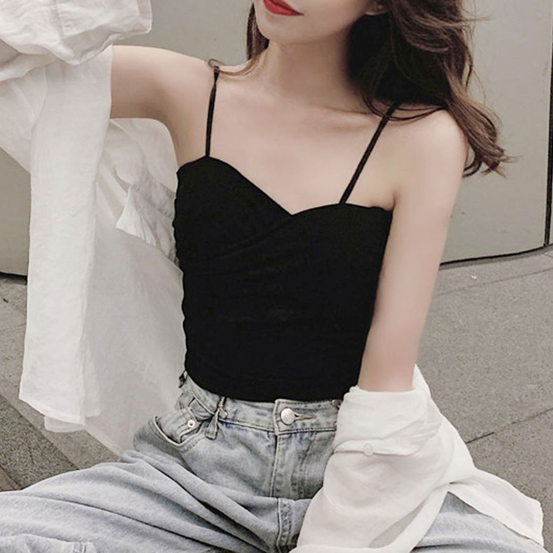 ショッピングゴー shoppinggo キャミソール カップ付 キャミタンクトップ ブラ 白 黒 パット付 インナー 結婚式 見せブラトップ ブラカバー (ワインレッド) ワインレッド