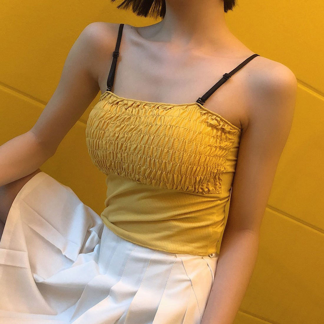 ショッピングゴー shoppinggo キャミソール カップ付 キャミタンクトップ ブラ 白 黒 パット付 インナー 結婚式 見せブラトップ ブラカバー