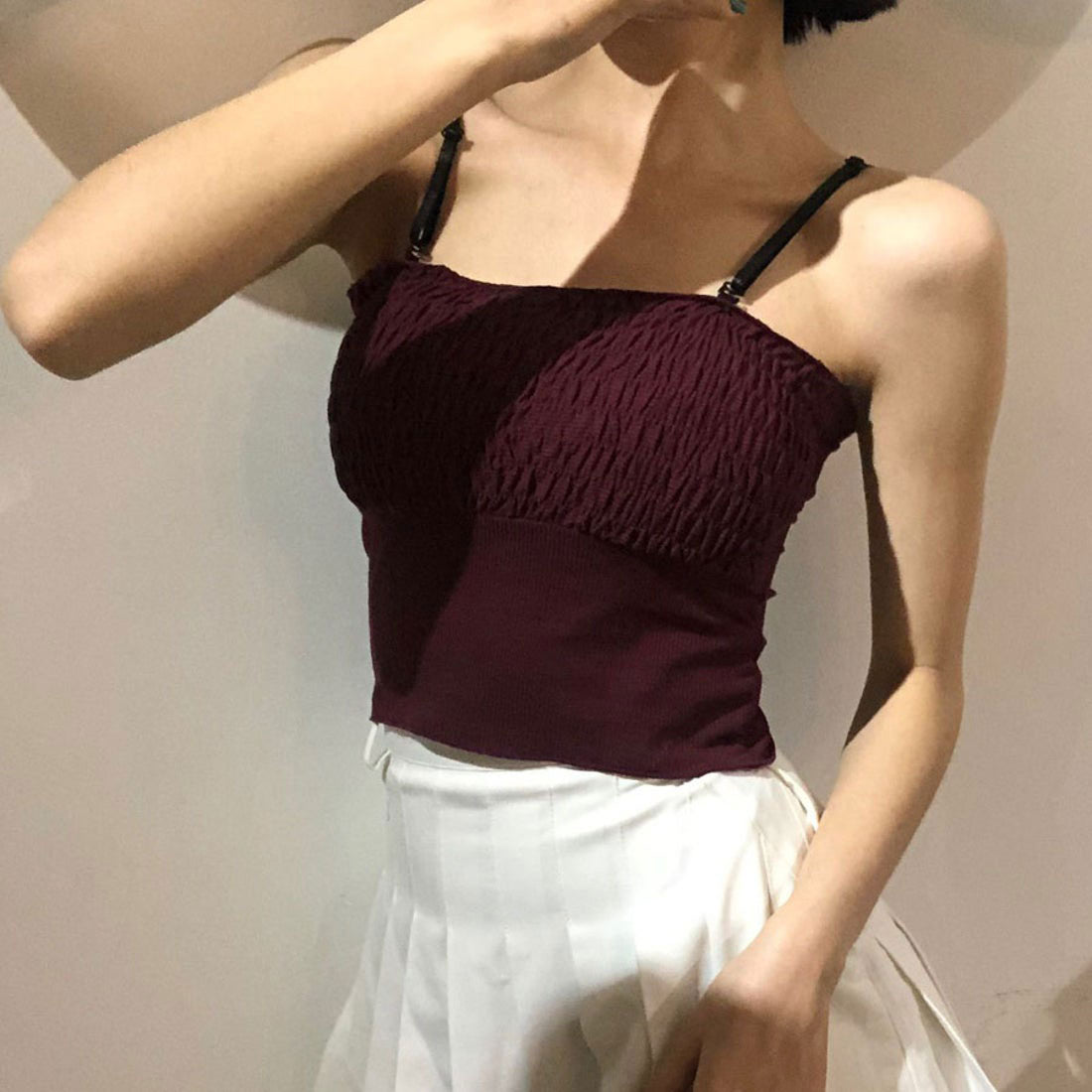 ショッピングゴー shoppinggo キャミソール カップ付 キャミタンクトップ ブラ 白 黒 パット付 インナー 結婚式 見せブラトップ ブラカバー