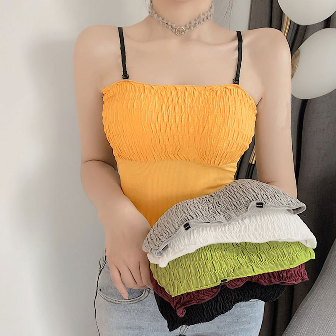 ショッピングゴー shoppinggo キャミソール カップ付 キャミタンクトップ ブラ 白 黒 パット付 インナー 結婚式 見せブラトップ ブラカバー