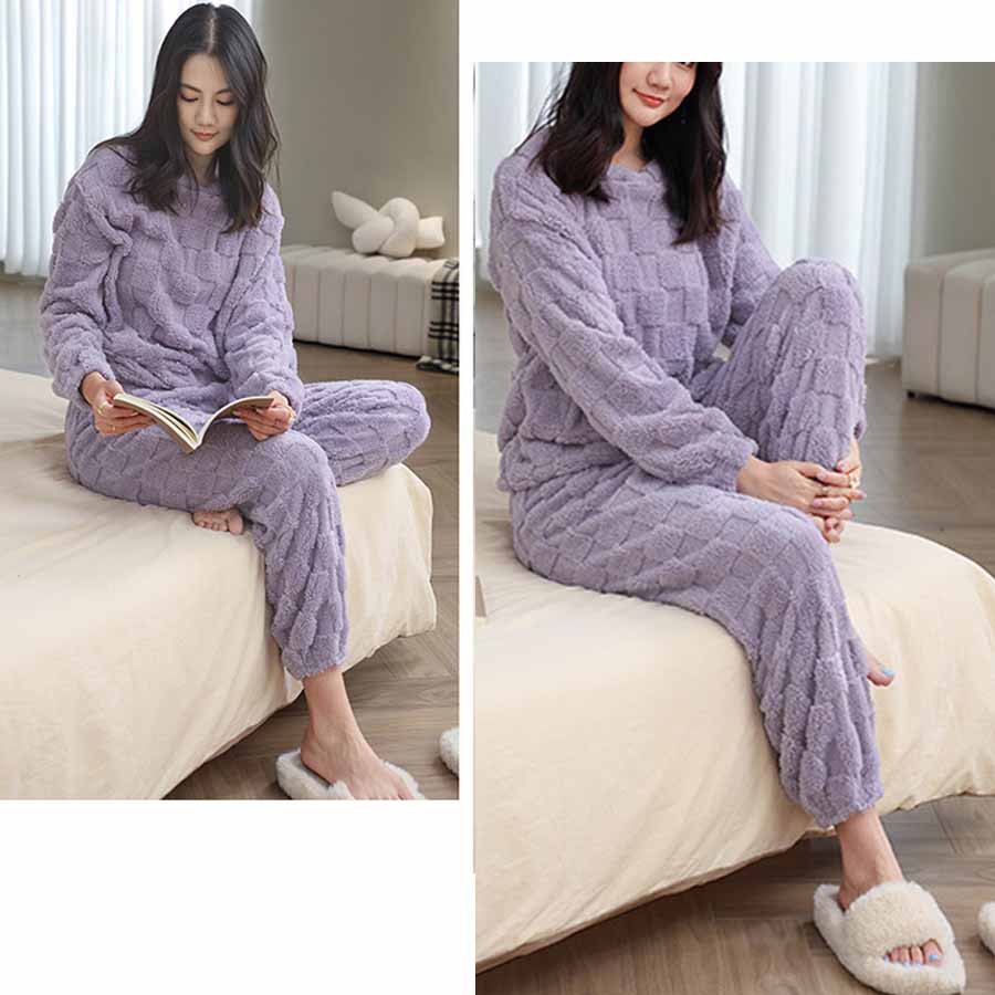 ショッピングゴー shoppinggo 部屋着パジャマ ルームウェアレディース もこもこ ボア ふわもこ セットアップ 寝巻き 長ズボン ロングパンツ ゆったり 韓国風 春秋冬