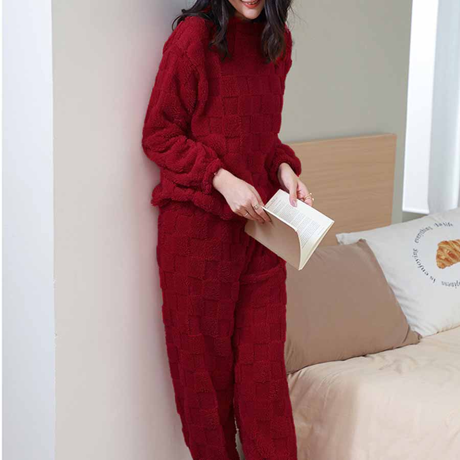 ショッピングゴー shoppinggo 部屋着パジャマ ルームウェアレディース もこもこ ボア ふわもこ セットアップ 寝巻き 長ズボン ロングパンツ ゆったり 韓国風 春秋冬