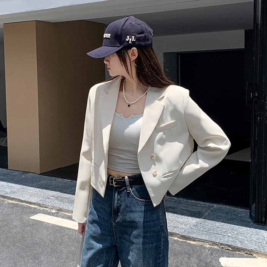 購物GO shoppinggo 版型外套 短版 女士 套裝 套裝外套 春季 秋季 長袖 工作 外套 OL 辦公室 商務 休閒 正式 簡約 事務服 通勤 典禮