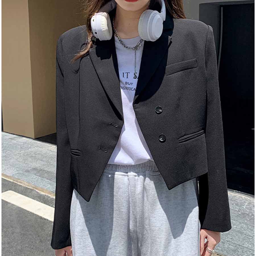 購物GO shoppinggo 版型外套 短版 女士 套裝 套裝外套 春季 秋季 長袖 工作 外套 OL 辦公室 商務 休閒 正式 簡約 事務服 通勤 典禮