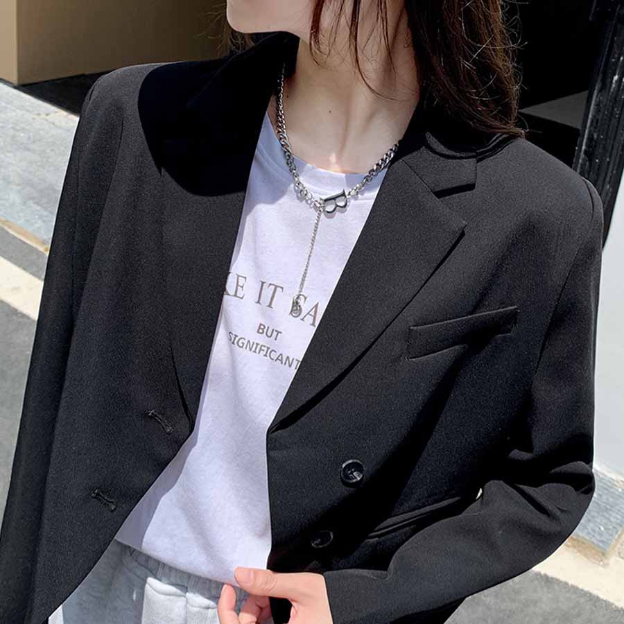 購物GO shoppinggo 版型外套 短版 女士 套裝 套裝外套 春季 秋季 長袖 工作 外套 OL 辦公室 商務 休閒 正式 簡約 事務服 通勤 典禮