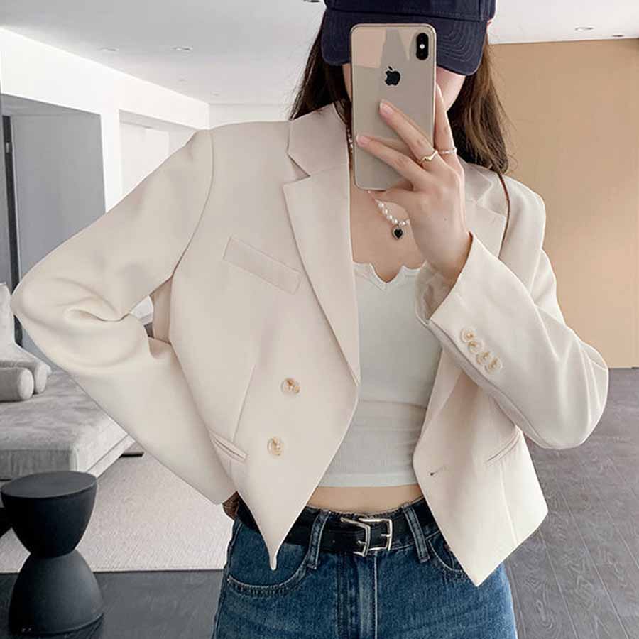 購物GO shoppinggo 版型外套 短版 女士 套裝 套裝外套 春季 秋季 長袖 工作 外套 OL 辦公室 商務 休閒 正式 簡約 事務服 通勤 典禮