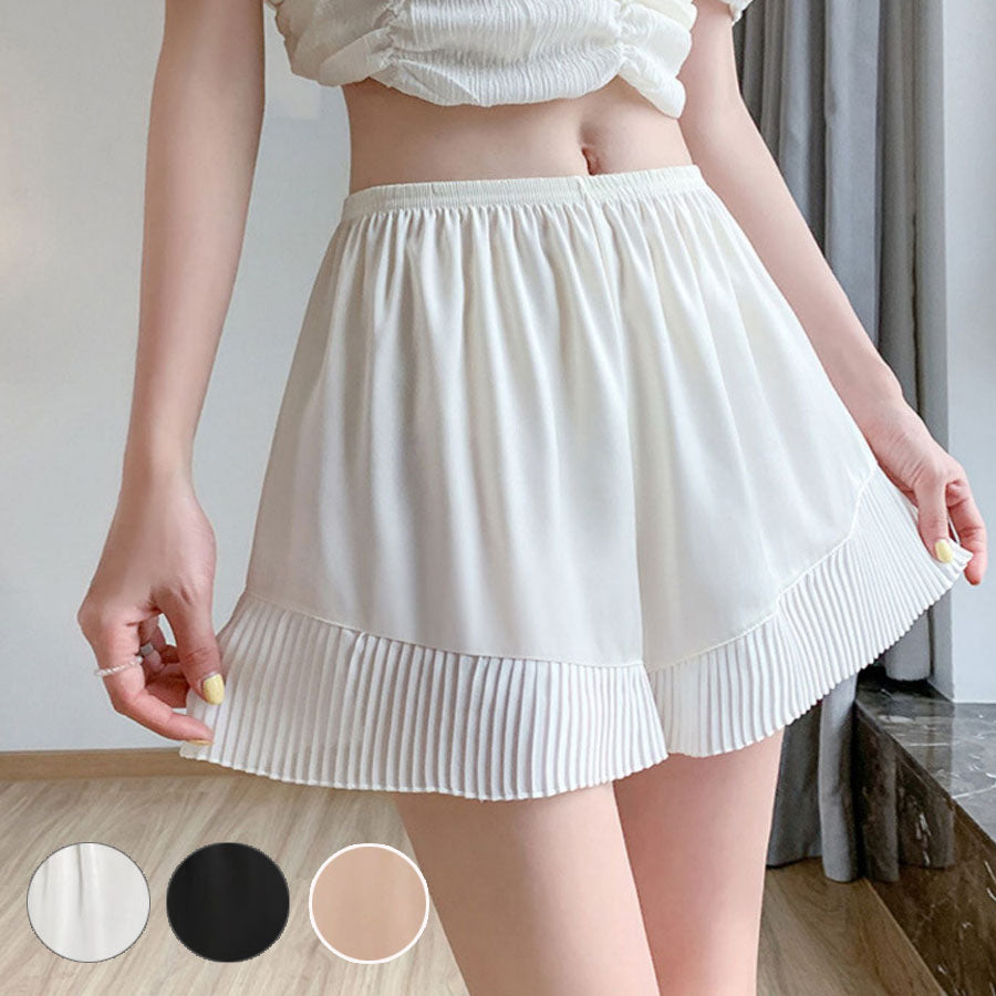 ショッピングゴー shoppinggo ペチパンツ シフォンレース切り替え透け防止 インナーパンツ タップパンツ 見せパンツ 部屋着 ショートパンツ フリーサイズ かわいい チラ見せ 【返品不可商品】 (ホワイト) ホワイト