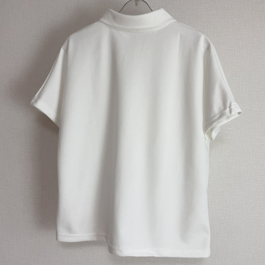 ショッピングゴー shoppinggo ハートボタン ポロシャツ 襟付き 半袖 Tシャツ クロップド丈 レディース 半袖 トップス 春夏 トップス カットソー デイリー 襟付きリブ半袖 リブtシャツ 韓国ファッション (ホワイト) ホワイト