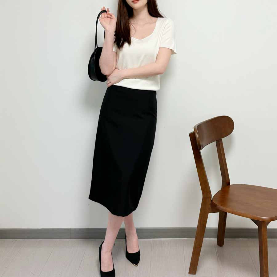 ショッピングゴー shoppinggo スーツスカート タイトスカート ペンシルスカート裏地付き ミディアム 膝丈 ファスナー アシンメトリーオフィス 通勤 ビジネス OL 事務服 仕事 フォーマル 無地 (グレー) グレー