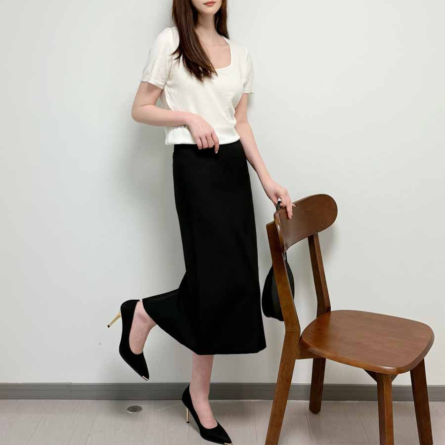 ショッピングゴー shoppinggo スーツスカート タイトスカート ペンシルスカート裏地付き ミディアム 膝丈 ファスナー アシンメトリーオフィス 通勤 ビジネス OL 事務服 仕事 フォーマル 無地 (グレー) グレー