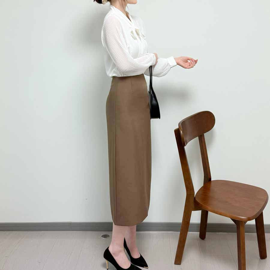 ショッピングゴー shoppinggo スーツスカート タイトスカート ペンシルスカート裏地付き ミディアム 膝丈 ファスナー アシンメトリーオフィス 通勤 ビジネス OL 事務服 仕事 フォーマル 無地 (グレー) グレー