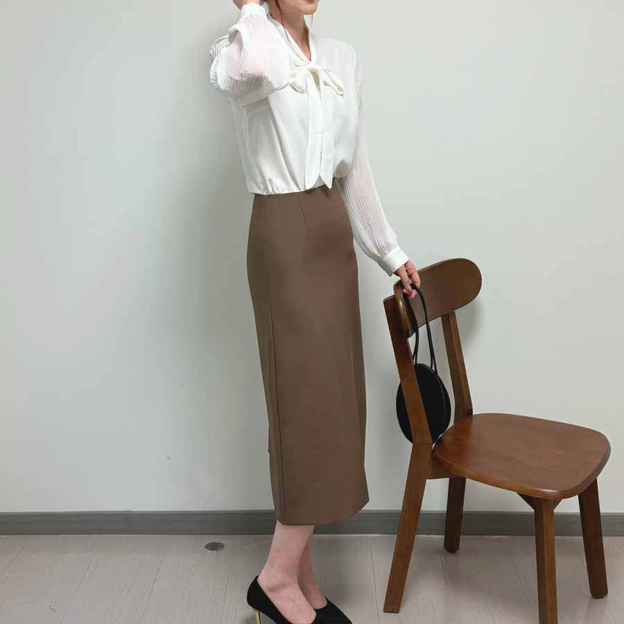 ショッピングゴー shoppinggo スーツスカート タイトスカート ペンシルスカート裏地付き ミディアム 膝丈 ファスナー アシンメトリーオフィス 通勤 ビジネス OL 事務服 仕事 フォーマル 無地 (グレー) グレー