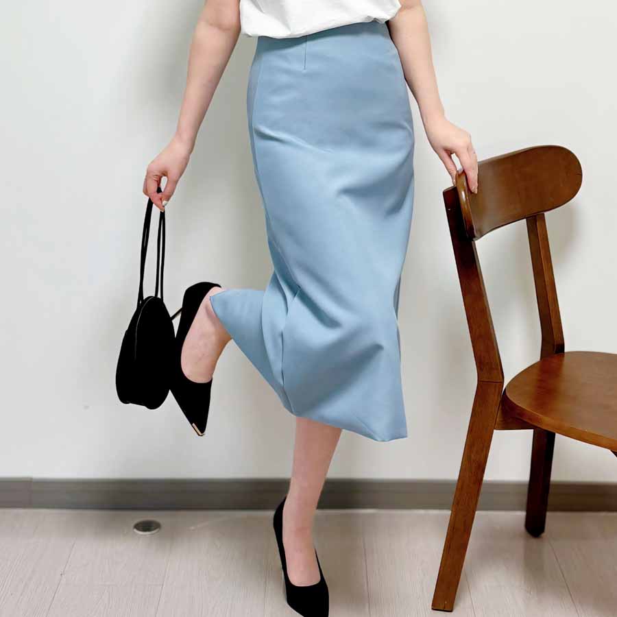 ショッピングゴー shoppinggo スーツスカート タイトスカート ペンシルスカート裏地付き ミディアム 膝丈 ファスナー アシンメトリーオフィス 通勤 ビジネス OL 事務服 仕事 フォーマル 無地 (グレー) グレー