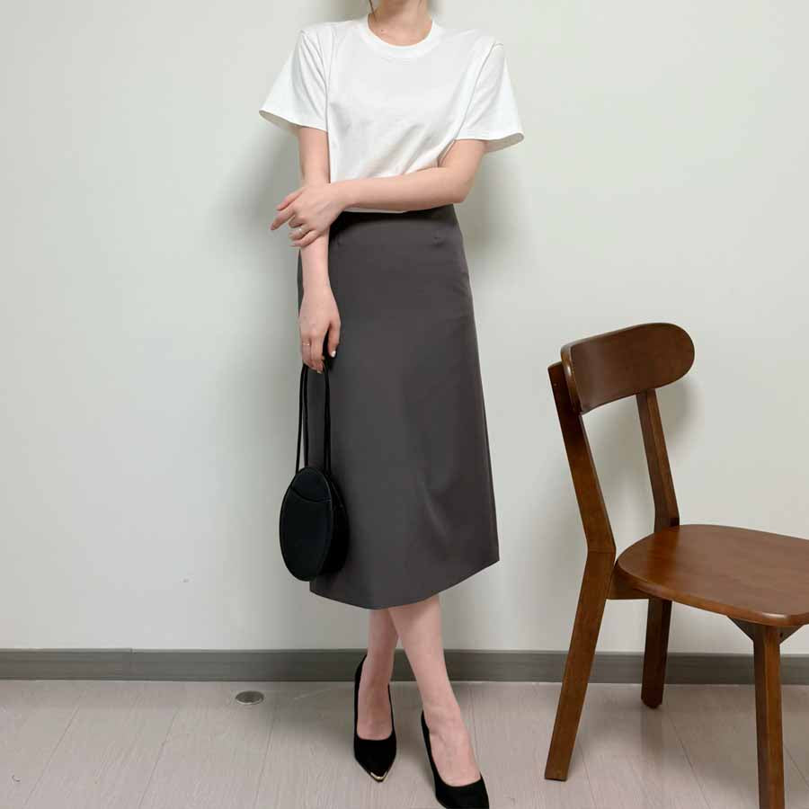 ショッピングゴー shoppinggo スーツスカート タイトスカート ペンシルスカート裏地付き ミディアム 膝丈 ファスナー アシンメトリーオフィス 通勤 ビジネス OL 事務服 仕事 フォーマル 無地 (グレー) グレー