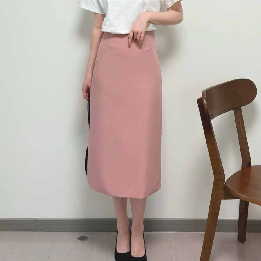 ショッピングゴー shoppinggo スーツスカート タイトスカート ペンシルスカート裏地付き ミディアム 膝丈 ファスナー アシンメトリーオフィス 通勤 ビジネス OL 事務服 仕事 フォーマル 無地 (ピンク) ピンク